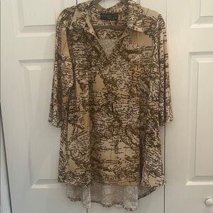 Attitudes by Renee Beige Map Print Top